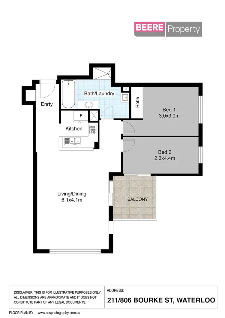 Floorplan of Homely apartment listing, 211/806 Bourke Street, Waterloo NSW 2017