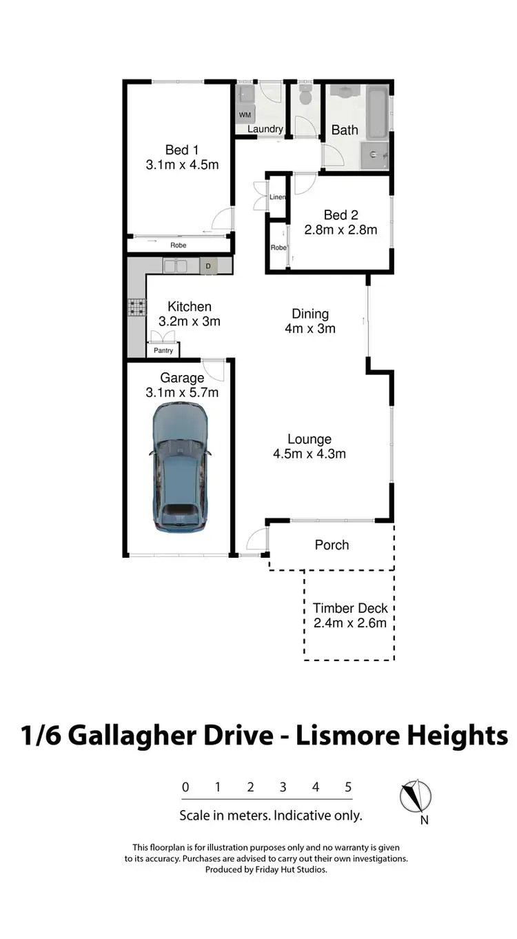 Floorplan of Homely unit listing, 1/6 Gallagher Drive, Goonellabah NSW 2480