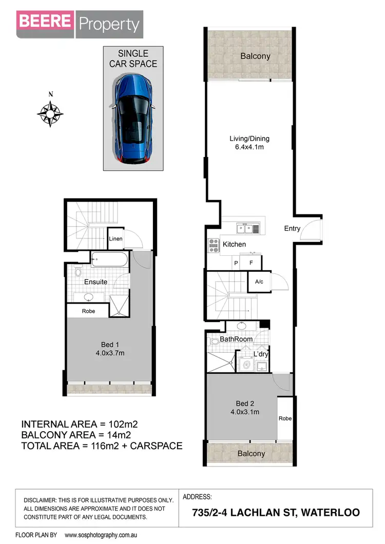Floorplan of Homely apartment listing, 735/2-4 Lachlan Street, Waterloo NSW 2017