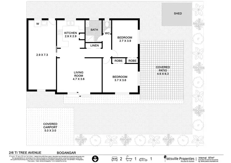 Floorplan of Homely semi-detached listing, 2/6 Ti Tree Avenue, Bogangar NSW 2488