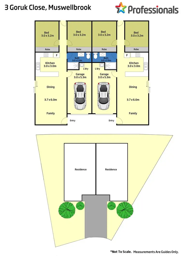 Floorplan of Homely semi-detached listing, A + B/3 Goruk Close, Muswellbrook NSW 2333