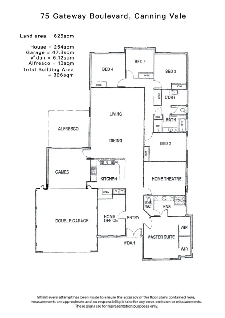 Floorplan of Homely house listing, 75 Gateway Boulevard, Canning Vale WA 6155