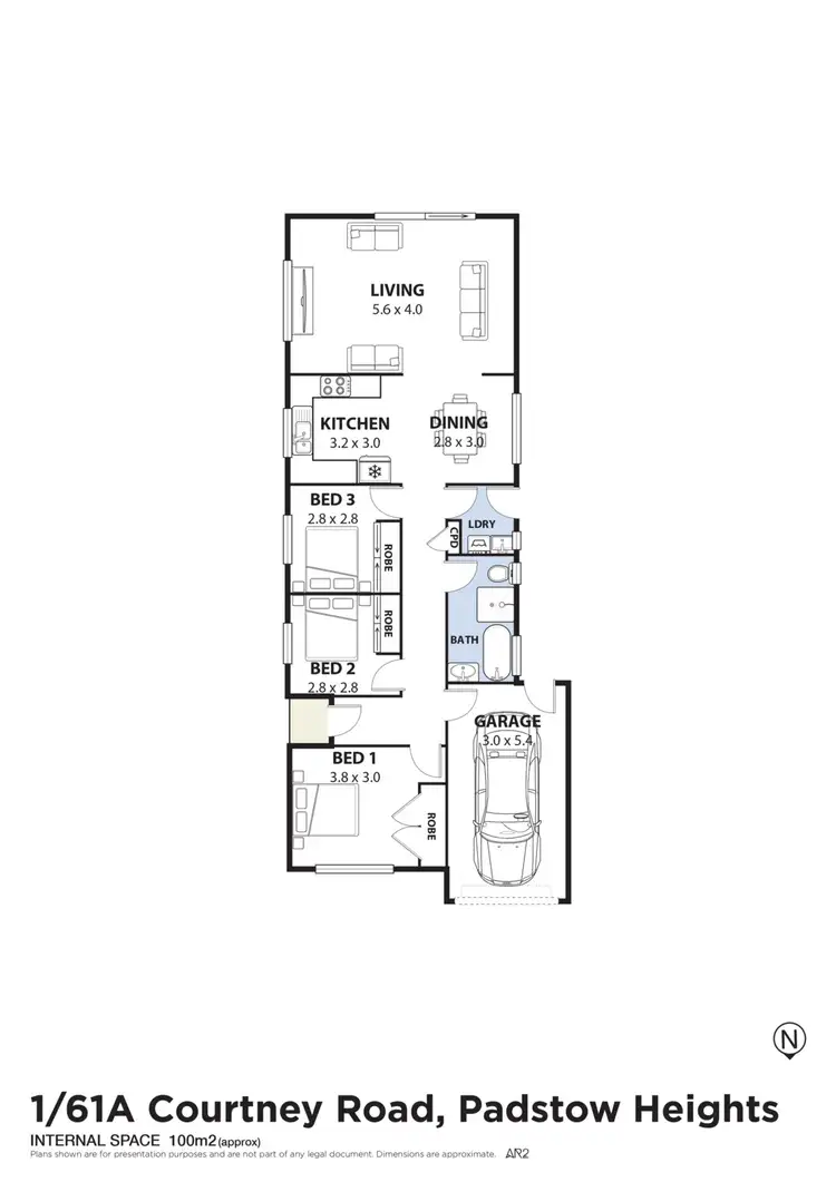 Floorplan of Homely semi-detached listing, 1/61A Courtney Road, Padstow NSW 2211