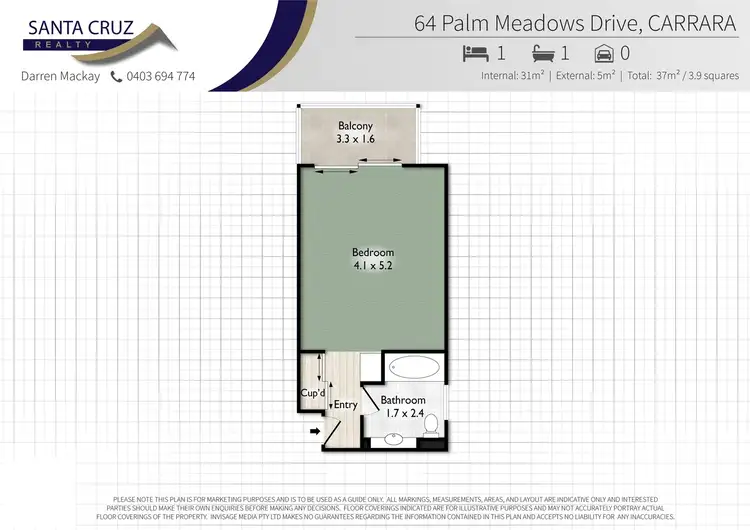 Floorplan of Homely studio listing, 8209/64 Palm Meadows Drive, Carrara QLD 4211