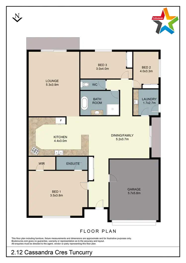 Floorplan of Homely villa listing, 2/12 Cassandra Crescent, Tuncurry NSW 2428