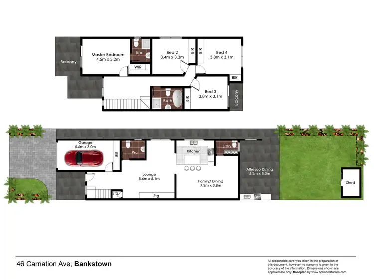 Floorplan of Homely semi-detached listing, 46 Carnation Avenue, Bankstown NSW 2200