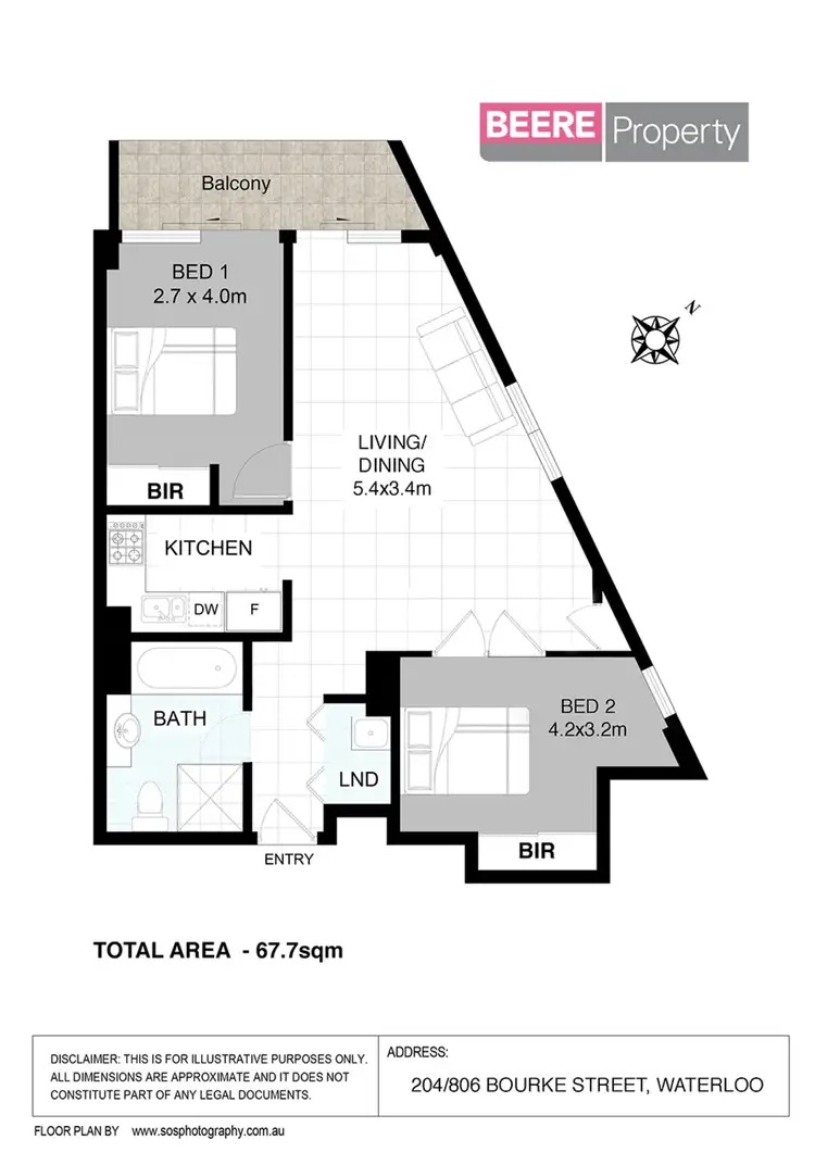 Floorplan of Homely apartment listing, 204/806 Bourke Street, Waterloo NSW 2017