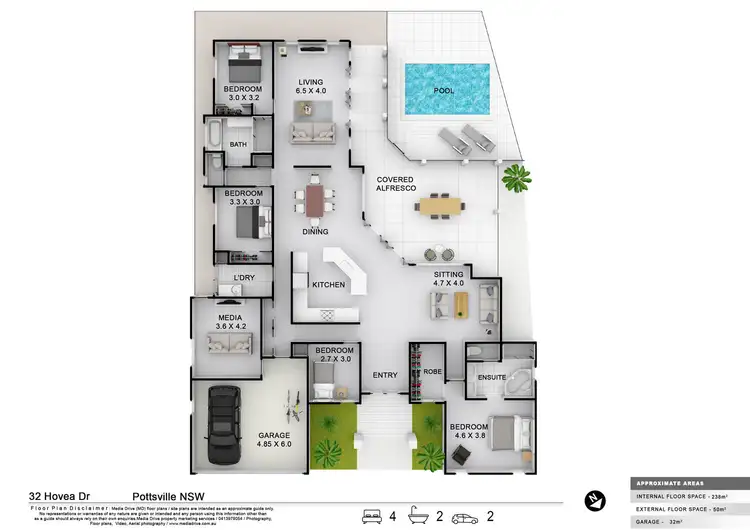 Floorplan of Homely house listing, 32 Hovea Drive, Pottsville NSW 2489