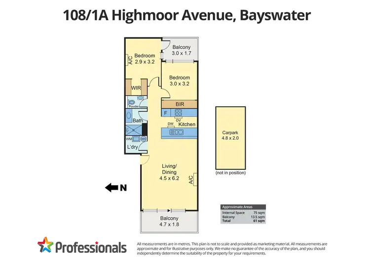 Floorplan of Homely apartment listing, 108/1A Highmoor Avenue, Bayswater VIC 3153