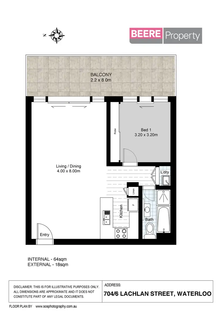 Floorplan of Homely apartment listing, 704/6 Lachlan Street, Waterloo NSW 2017