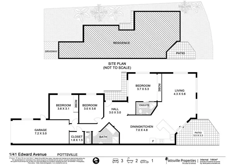 Floorplan of Homely semi-detached listing, 1/41 Edward Avenue, Pottsville NSW 2489