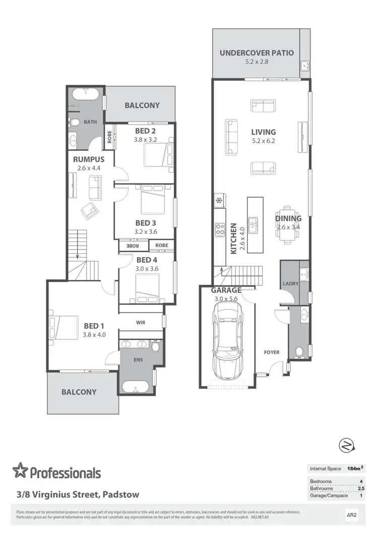 Floorplan of Homely townhouse listing, 3/8 Virginius Street, Padstow NSW 2211