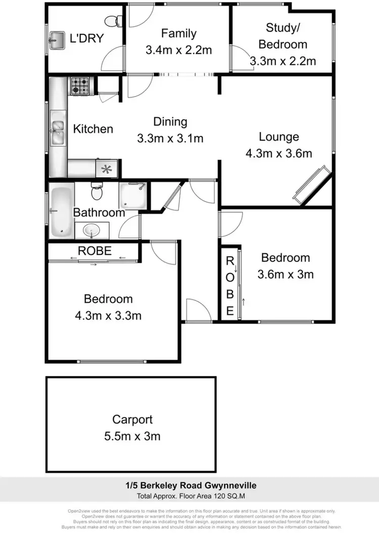 Floorplan of Homely villa listing, 1/5 Berkeley Road, Gwynneville NSW 2500
