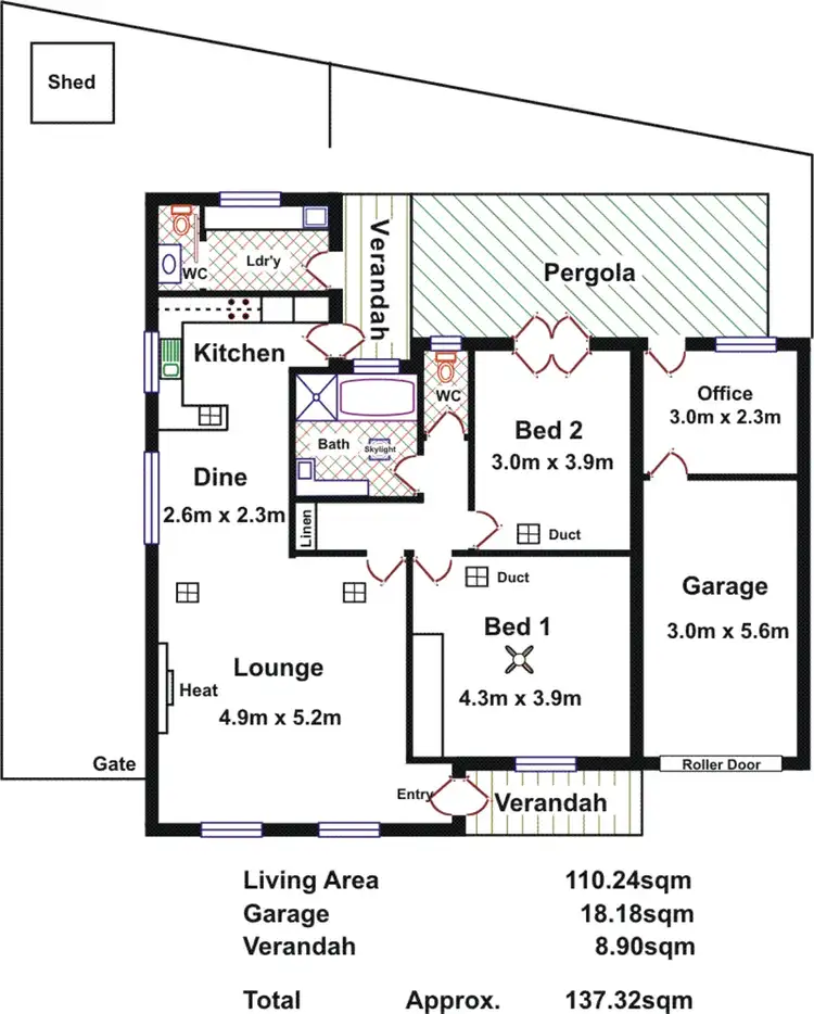 Floorplan of Homely unit listing, 1/46 Pine Avenue, Novar Gardens SA 5040