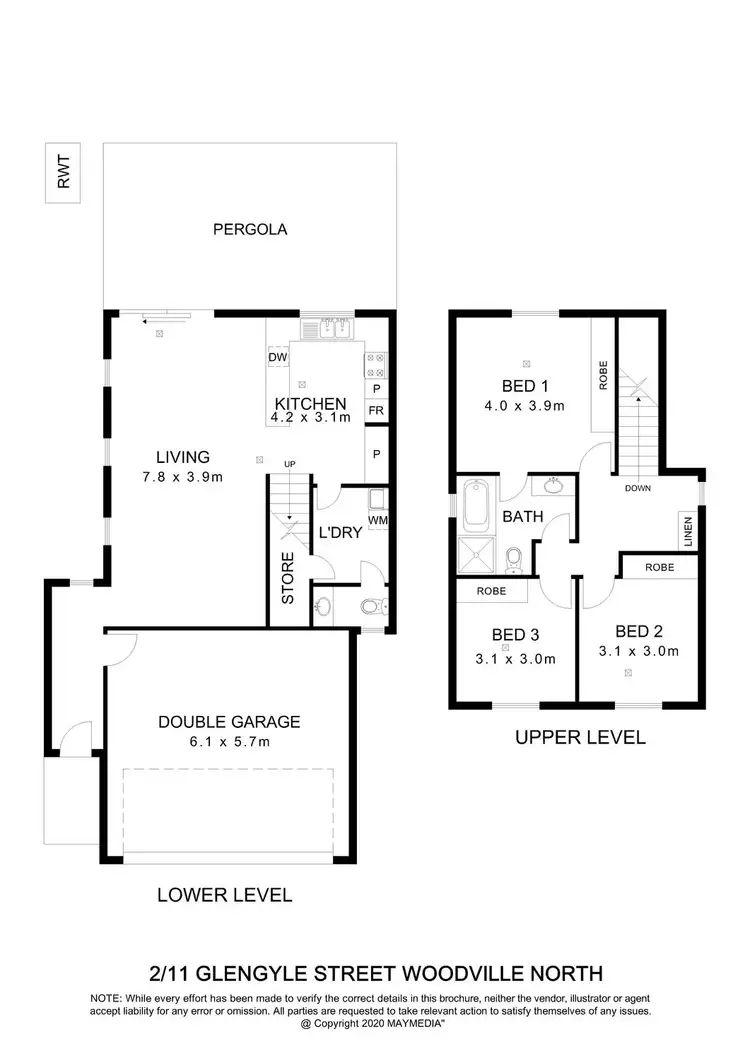 Floorplan of Homely townhouse listing, 2/11a Glengyle Street, Woodville North SA 5012
