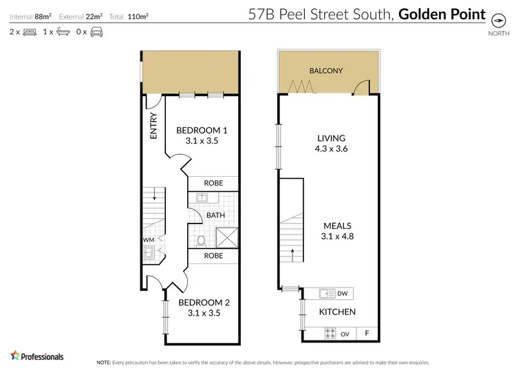 Floorplan of Homely townhouse listing, 57B Peel Street South, Golden Point VIC 3350