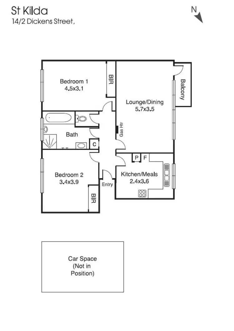 Floorplan of Homely apartment listing, 14/2 Dickens Street, Elwood VIC 3184