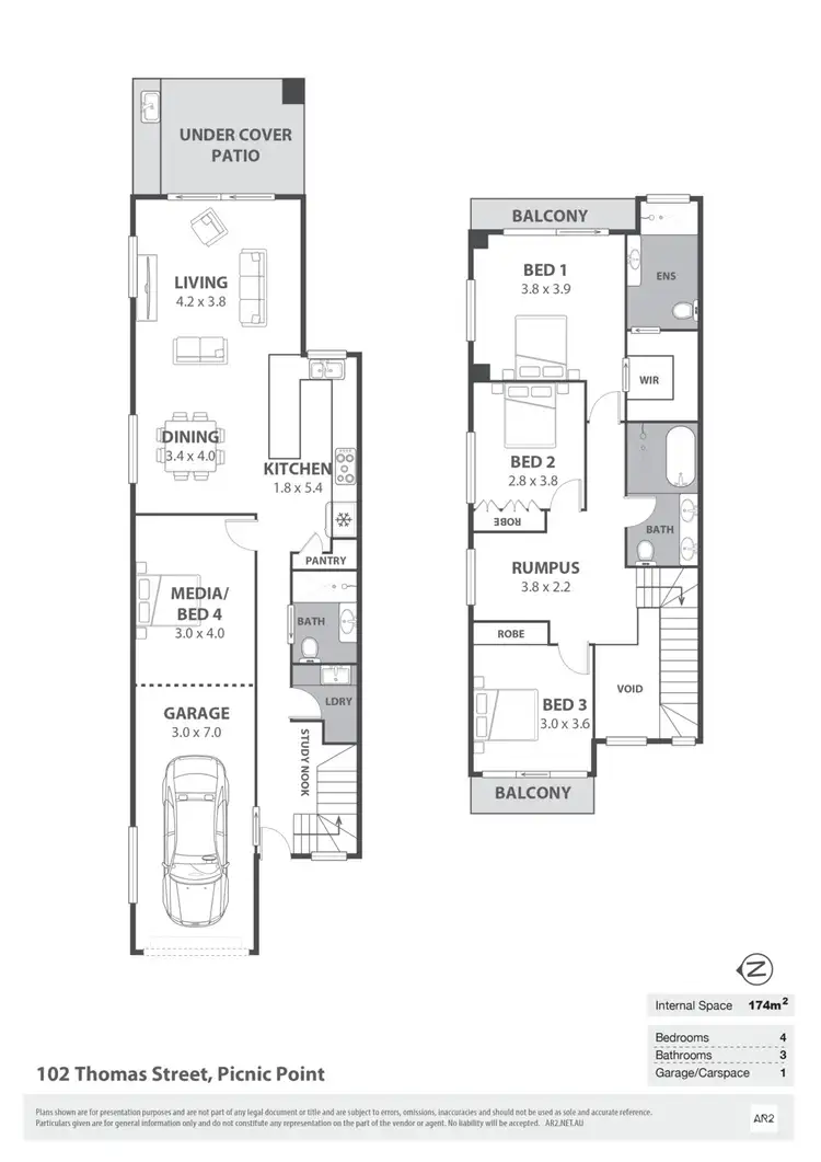 Floorplan of Homely semi-detached listing, 102B Thomas Street, Picnic Point NSW 2213