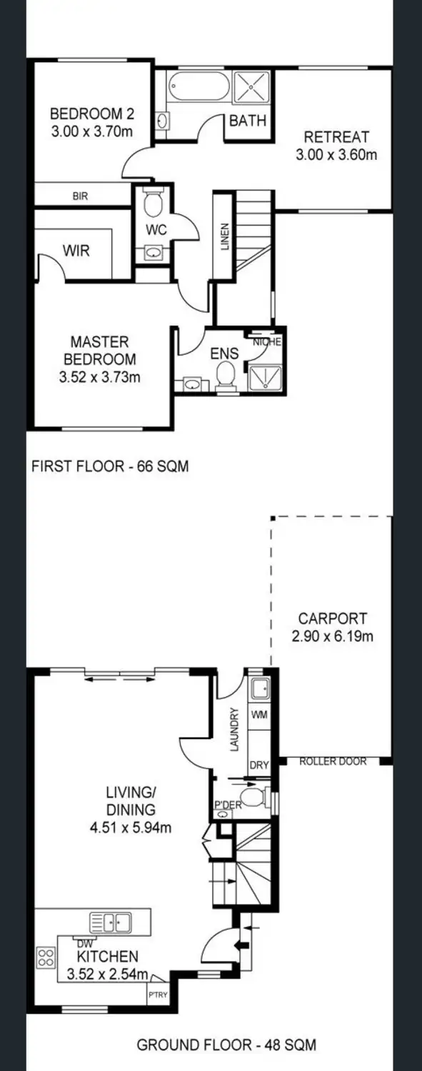 Floorplan of Homely townhouse listing, 3/90 Grundy Terrace, Christies Beach SA 5165