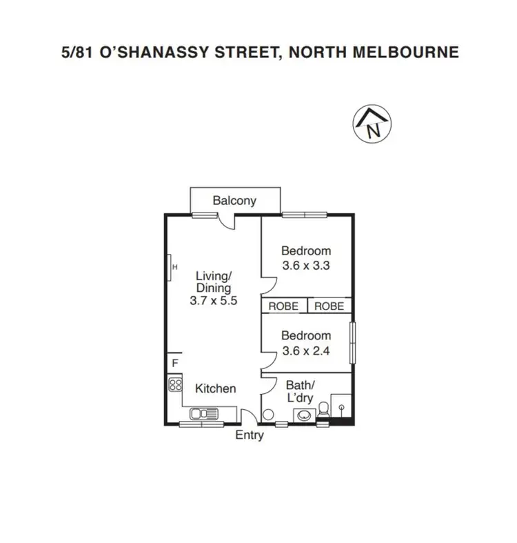 Floorplan of Homely apartment listing, D5/81 O'Shanassy Street, North Melbourne VIC 3051