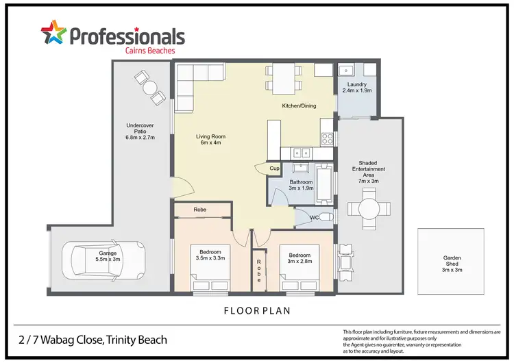 Floorplan of Homely semi-detached listing, 2/7 Wabag Close, Trinity Beach QLD 4879