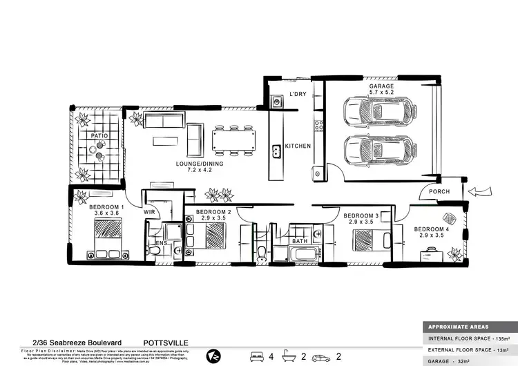 Floorplan of Homely house listing, 2/36 Seabreeze Boulevard, Pottsville NSW 2489