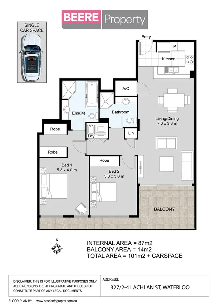 Floorplan of Homely apartment listing, 327/2-4 Lachlan Street, Waterloo NSW 2017
