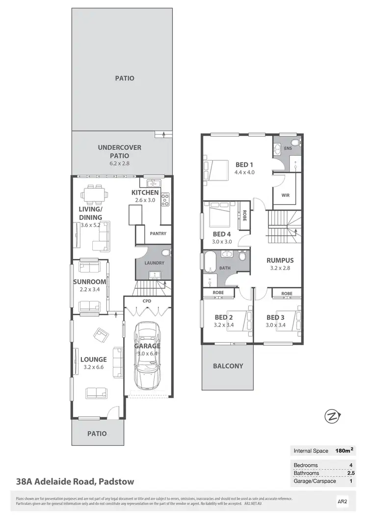 Floorplan of Homely semi-detached listing, 38A Adelaide Road, Padstow NSW 2211