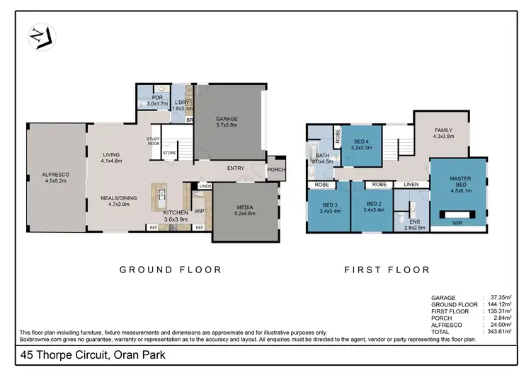 Floorplan of Homely house listing, 45 Thorpe Circuit, Oran Park NSW 2570