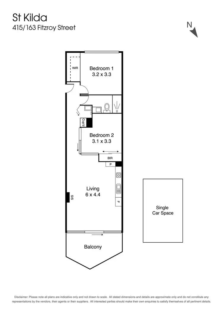 Floorplan of Homely apartment listing, 415/163 Fitzroy Street, St Kilda VIC 3182