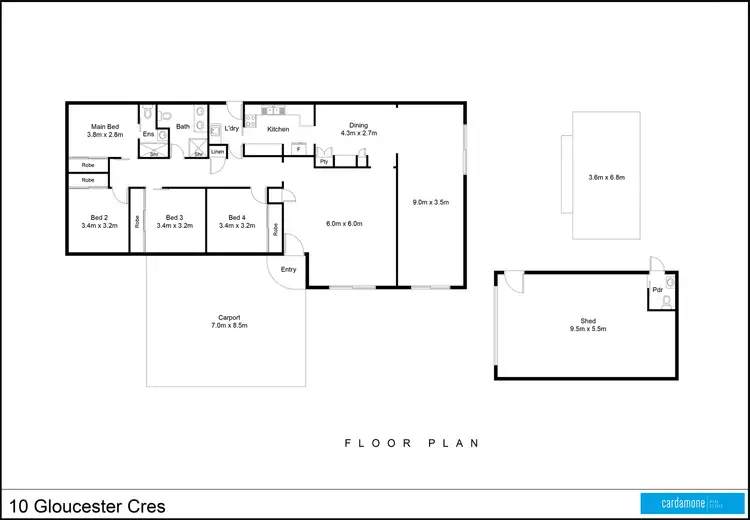 Floorplan of Homely house listing, 10 Gloucester Crescent, Shepparton VIC 3630