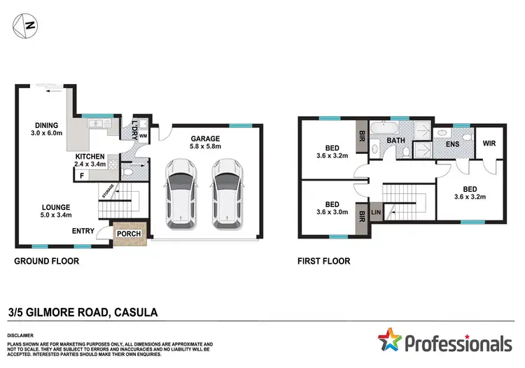 Floorplan of Homely townhouse listing, 3/5 Gilmore Road, Casula NSW 2170