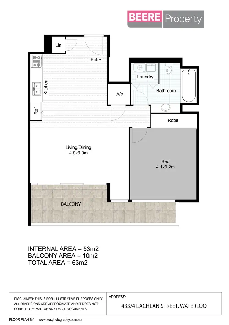 Floorplan of Homely apartment listing, 433/4 Lachlan Street, Waterloo NSW 2017