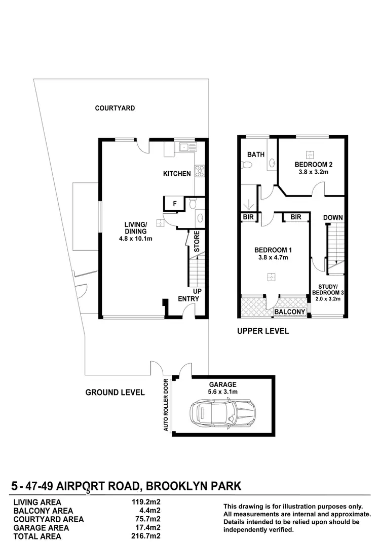 Floorplan of Homely townhouse listing, 5/47-49 Airport Road, Brooklyn Park SA 5032
