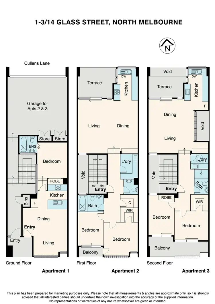 Floorplan of Homely block of units listing, Apts 1-3/14 Glass Street, North Melbourne VIC 3051