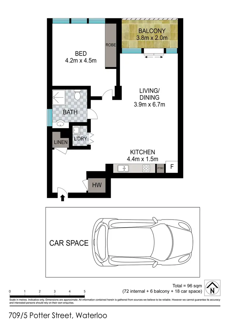 Floorplan of Homely apartment listing, 709/5 Potter Street, Waterloo NSW 2017
