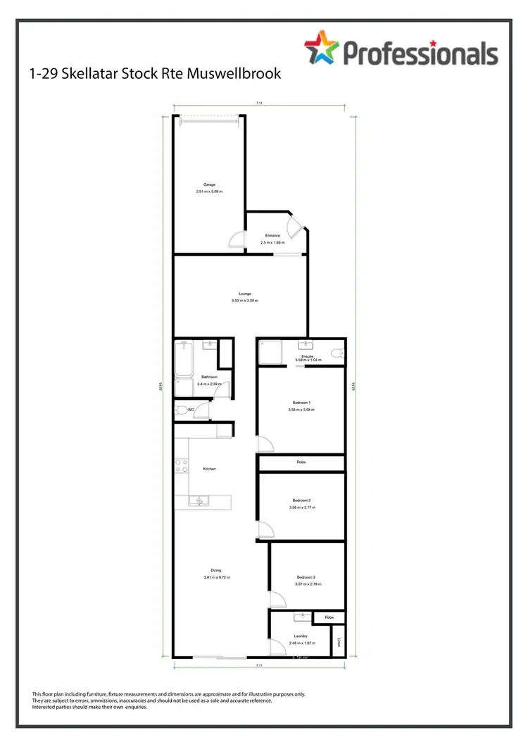 Floorplan of Homely semi-detached listing, 1/29 Skellatar Stock Route, Muswellbrook NSW 2333
