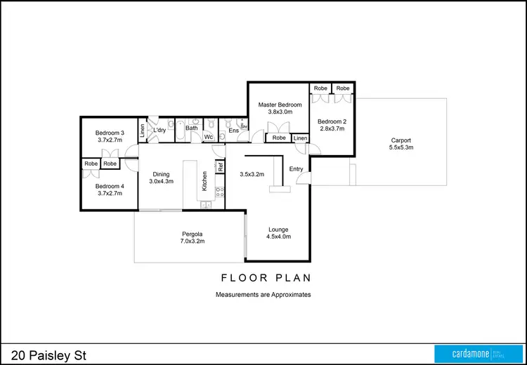Floorplan of Homely house listing, 20 Paisley Crescent, Mooroopna VIC 3629