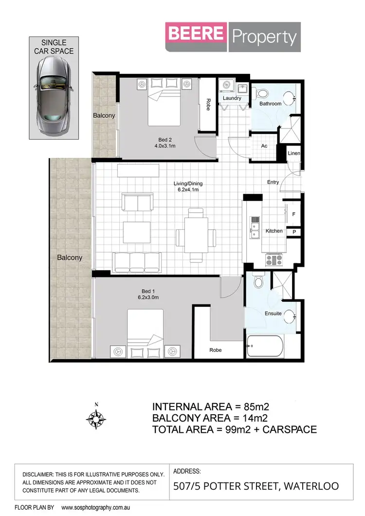 Floorplan of Homely apartment listing, 507/5 Potter Street, Waterloo NSW 2017