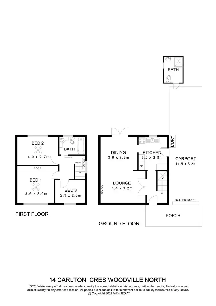 Floorplan of Homely townhouse listing, 14 Carlton Crescent, Woodville North SA 5012