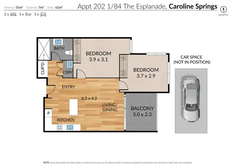 Floorplan of Homely apartment listing, 202/184 The Esplanade, Caroline Springs VIC 3023