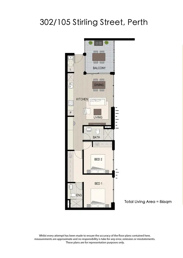 Floorplan of Homely apartment listing, 302/105 Stirling Street, Perth WA 6000