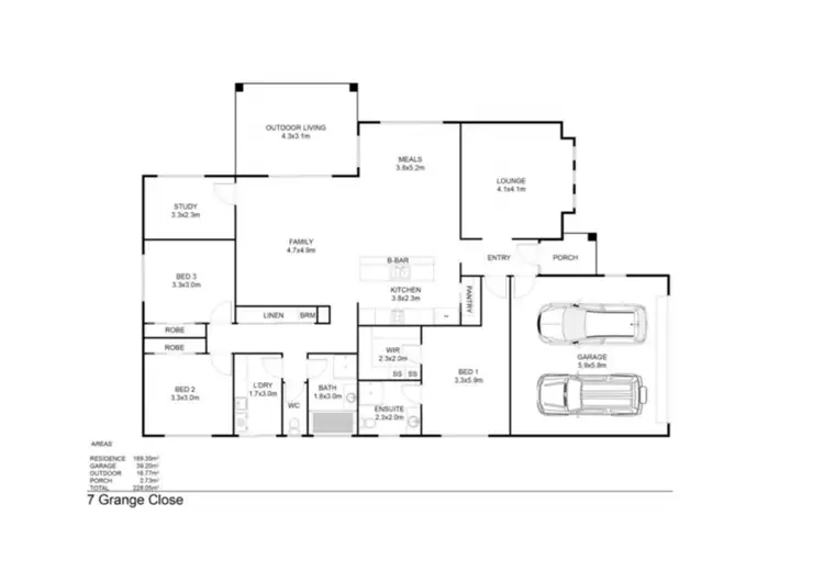 Floorplan of Homely house listing, 7 Grange Close, Wodonga VIC 3690