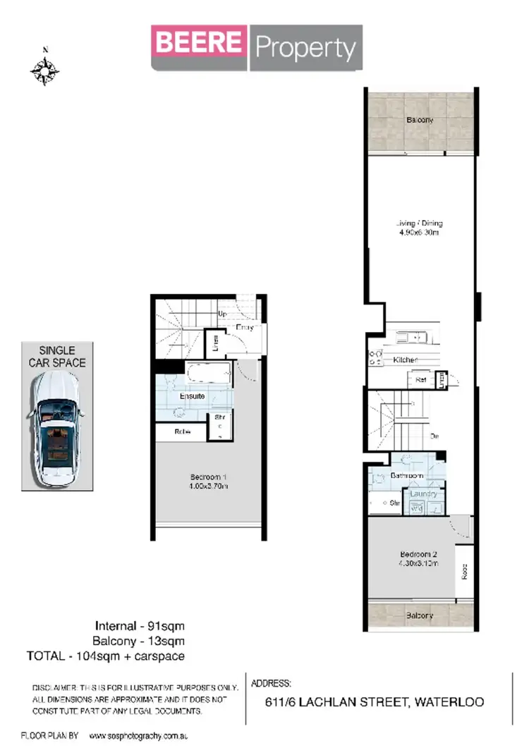Floorplan of Homely apartment listing, 611/6 Lachlan Street, Waterloo NSW 2017