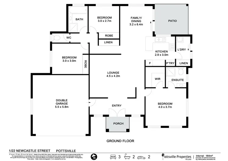 Floorplan of Homely semi-detached listing, 1/22 Newcastle Drive, Pottsville NSW 2489