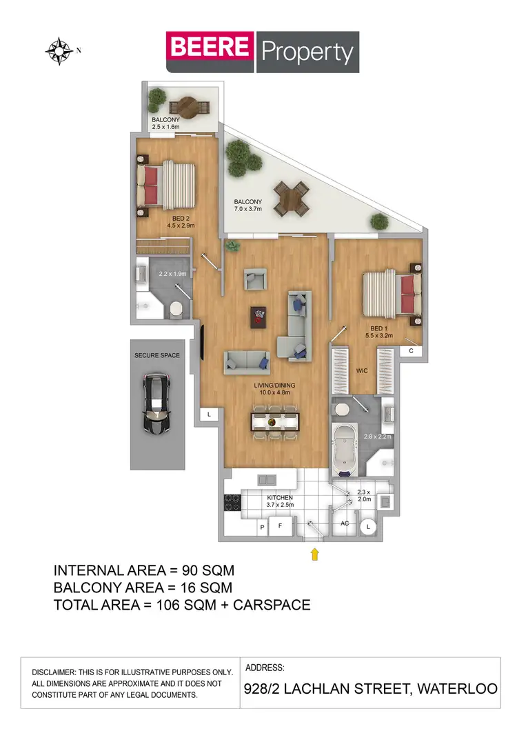 Floorplan of Homely apartment listing, 928/2-4 Lachlan Street, Waterloo NSW 2017