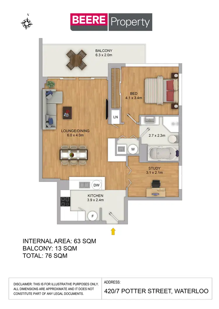 Floorplan of Homely apartment listing, 420/7 Potter Street, Waterloo NSW 2017