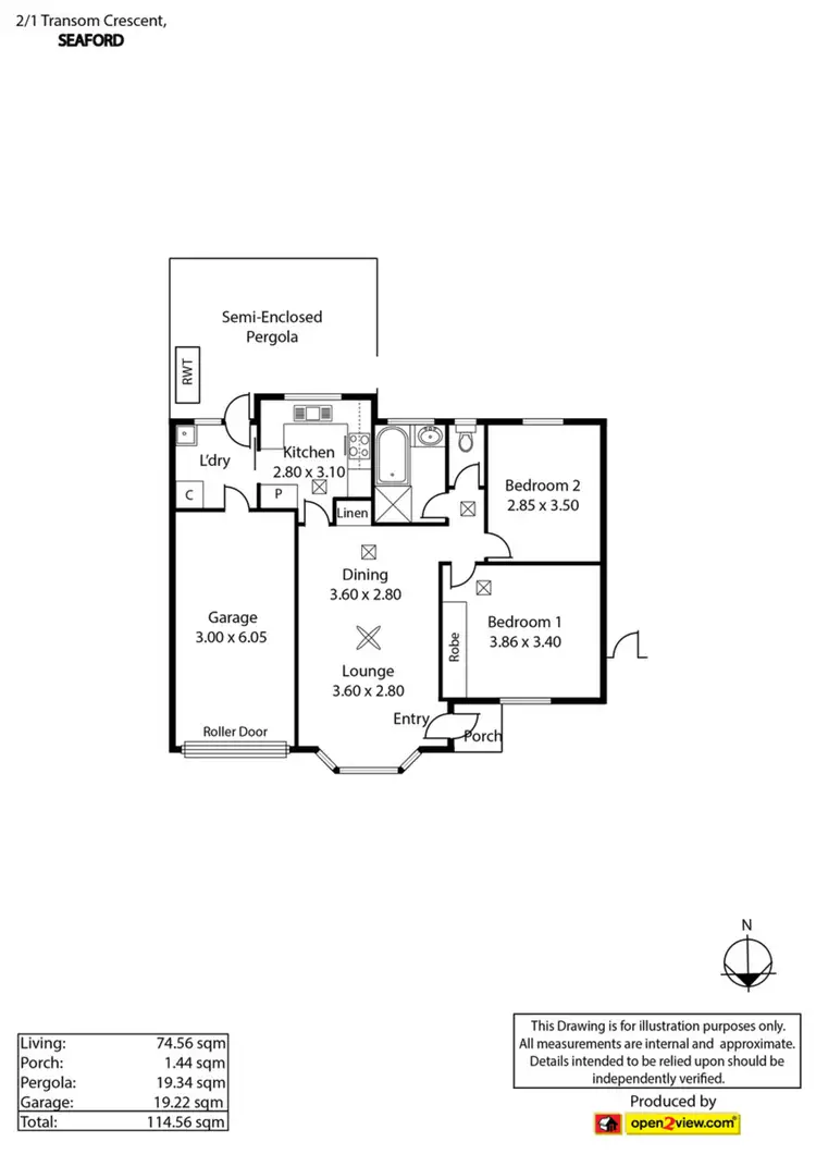 Floorplan of Homely unit listing, 2/1 Transom Crescent, Seaford SA 5169