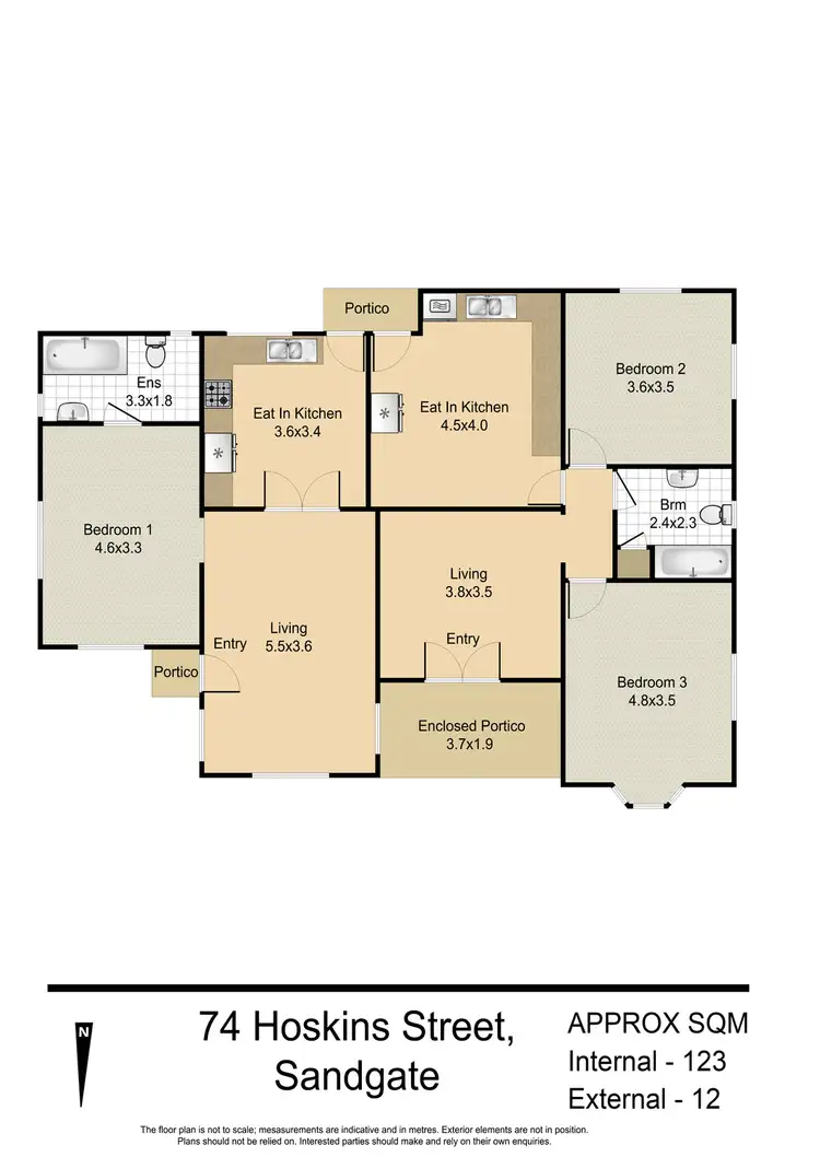Floorplan of Homely semi-detached listing, 74 Hoskins Street, Sandgate QLD 4017