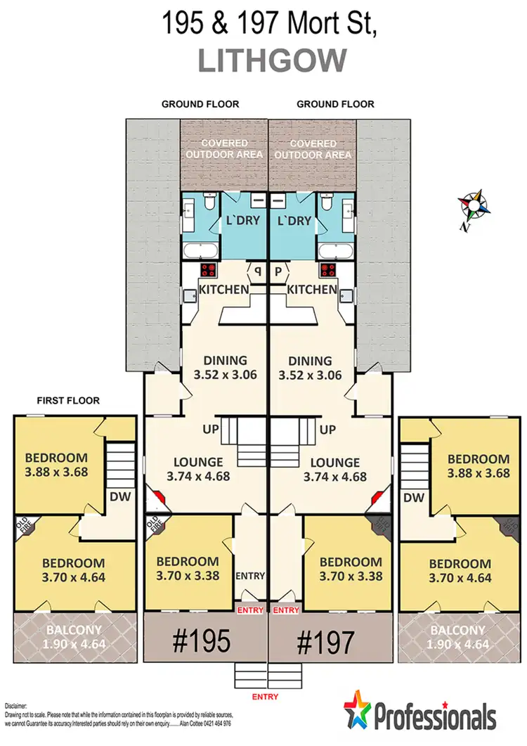 Floorplan of Homely semi-detached listing, 195-197 Mort Street, Lithgow NSW 2790